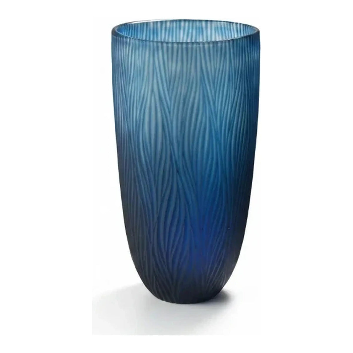 Hoge glazen vaas blauw 36 cm – Mondgeblazen & geslepen – Dinah XXL