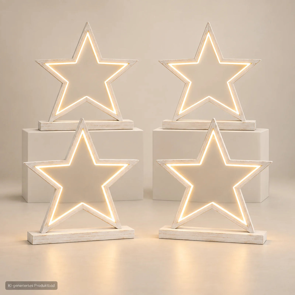 4er Set Sompex Lucy LED Sterne 53 cm in Weiß mit warmweißer Beleuchtung, KI-generiertes Anwendungsbeispiel