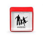 Sompex Mini Bilderrahmen 5 × 5 cm in Rot mit klaren Glasscheiben und beidseitiger Nutzung 