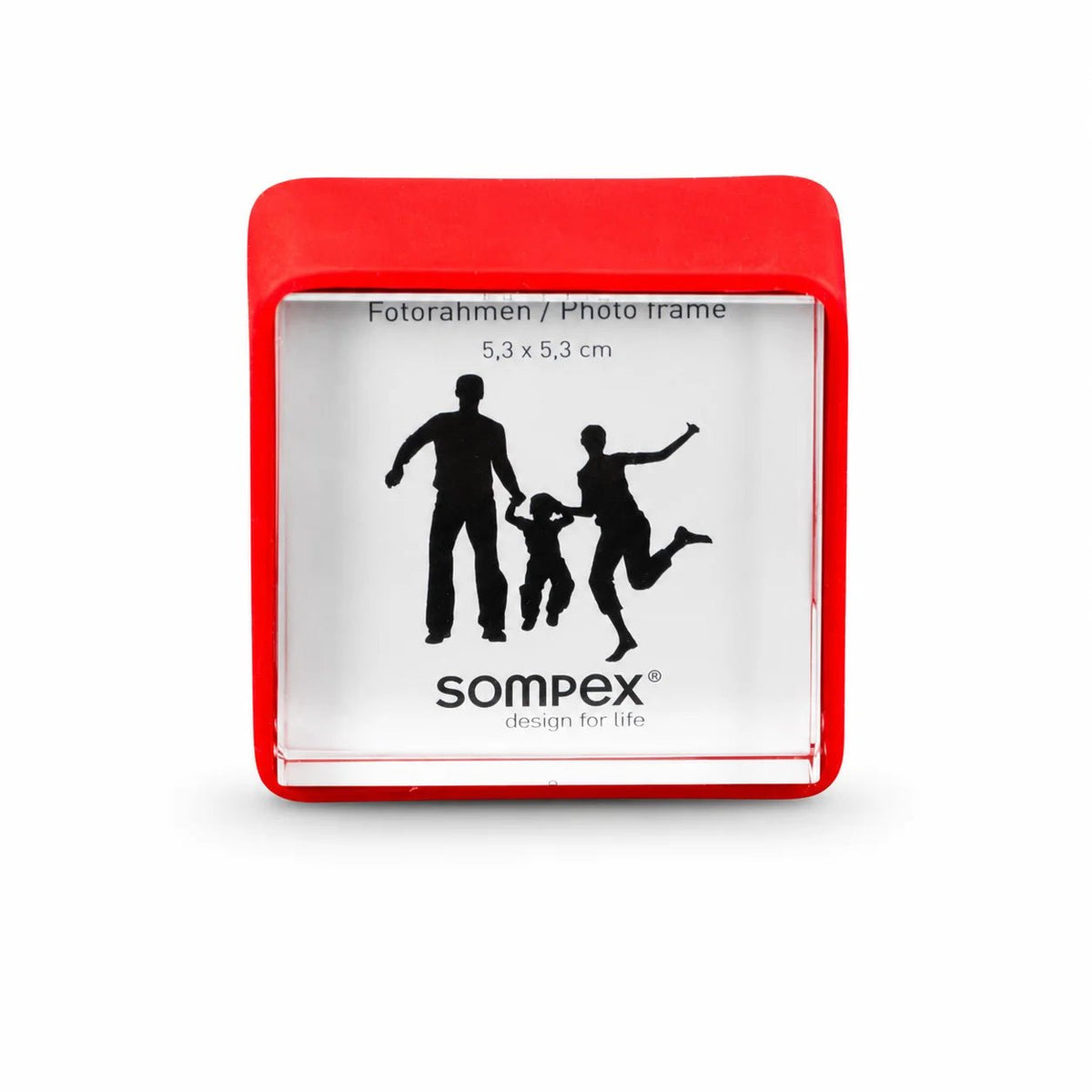 Sompex Mini Bilderrahmen 5 × 5 cm in Rot mit klaren Glasscheiben und beidseitiger Nutzung 