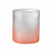 Sompex Teelichthalter aus Crush Glas in Pink mit klarem Farbverlauf und Krakelee-Oberfläche auf weißem Hintergrund