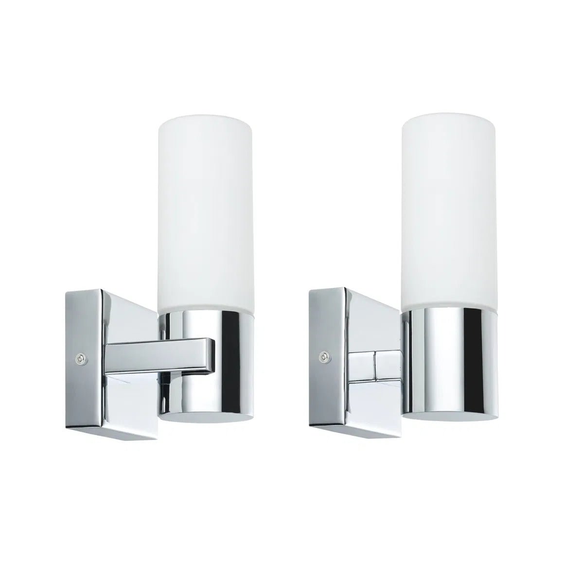 Spiegelleuchte Gemini Chrom satinierten Glas weiß 2er Pack IP44 Wandfackel Paulmann 703.54