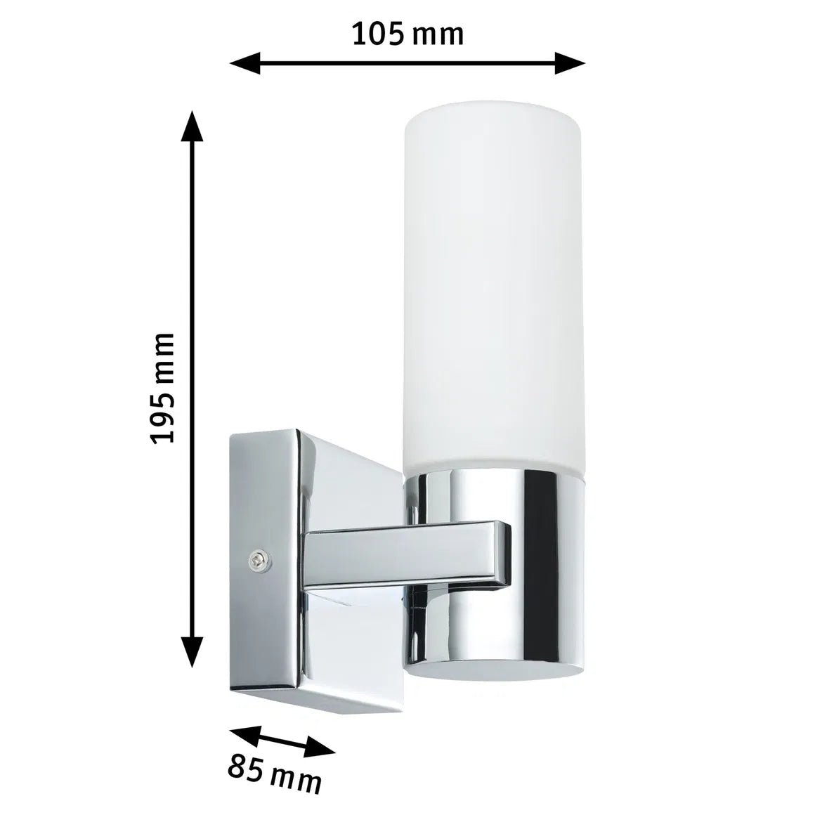 Spiegelleuchte Gemini Chrom satinierten Glas weiß 2er Pack IP44 Wandfackel Paulmann 703.54