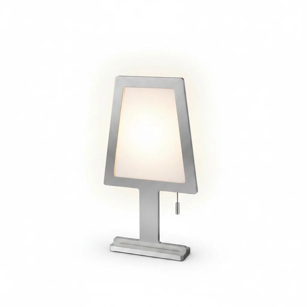 Stilisierte flache LED Tischlampe Steve Touchdimmer Alu Tischlampe