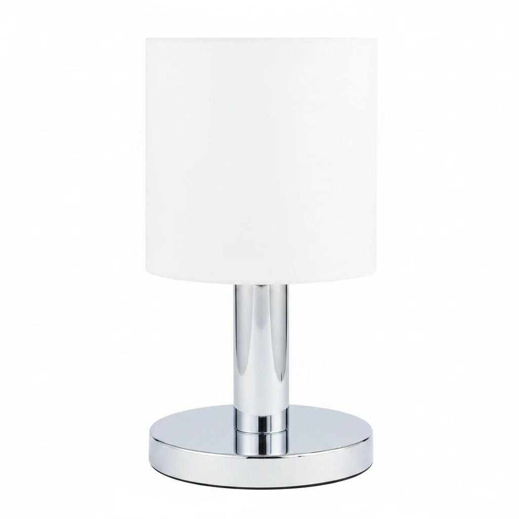 Stoff Tischleuchte in Chrom mit Touch Dimmer Nada Tischlampe