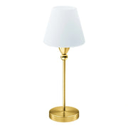 LED Tischleuchte Gold mit weißem Glasschirm im klassischen Vintage-Stil – EGLO York mit E14 und 3-Stufen-Dimmung