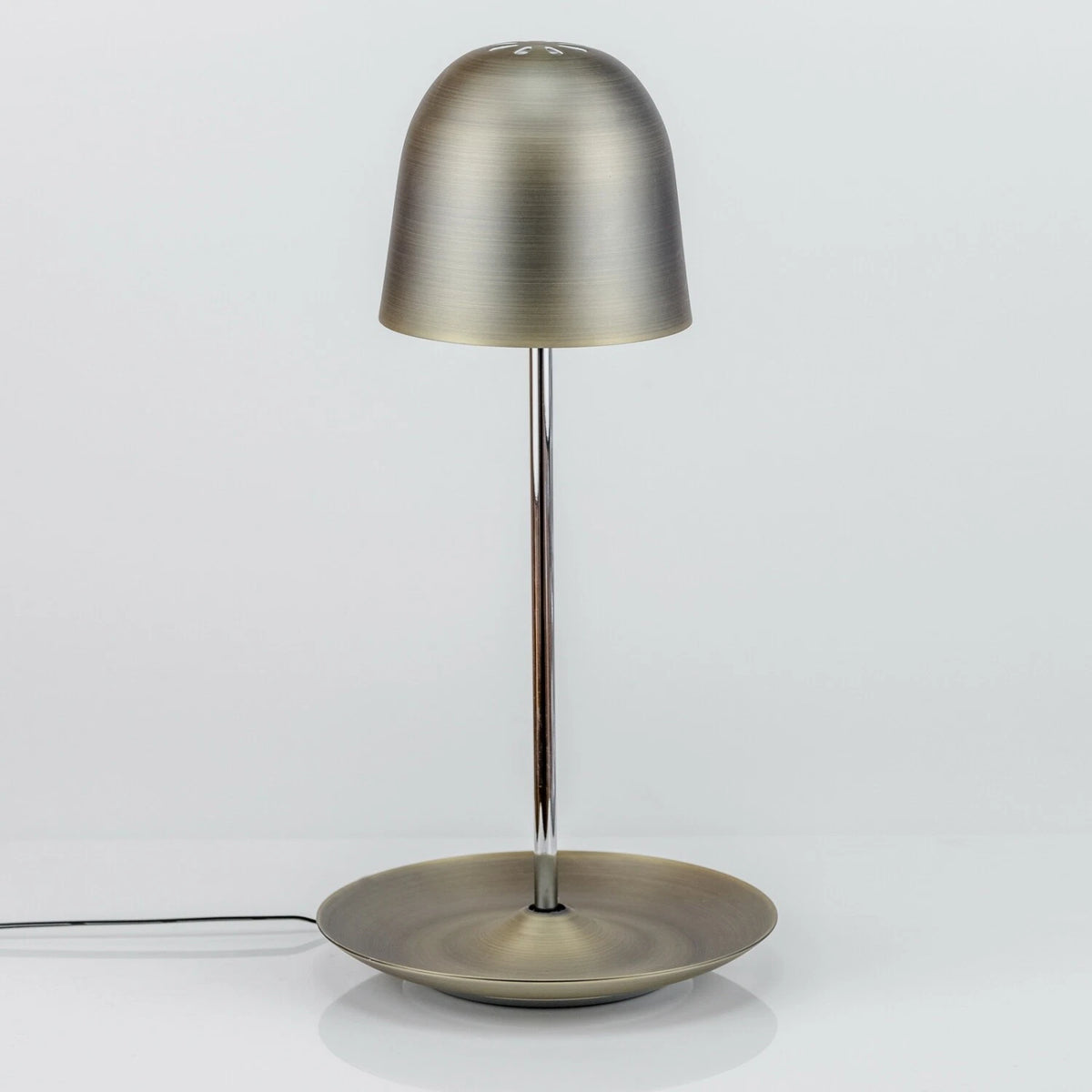 Sompex Pirol Tischleuchte in Bronze mit schalenförmigem Fuß, verstellbarem Leuchtenarm und Retro-Design