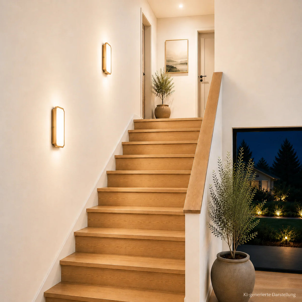 LED-wandlamp Hendrik met schakelaar – messing goud, plat 5,5 cm, 880 lm, warmwit
