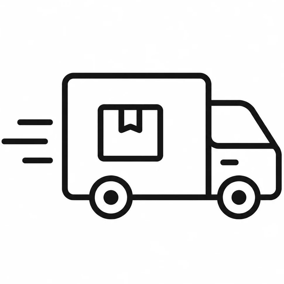 Schwarzes Versandkostenfrei Icon mit Lieferwagen für kostenlose Lieferung ab 50 Euro im Lampen Online Shop