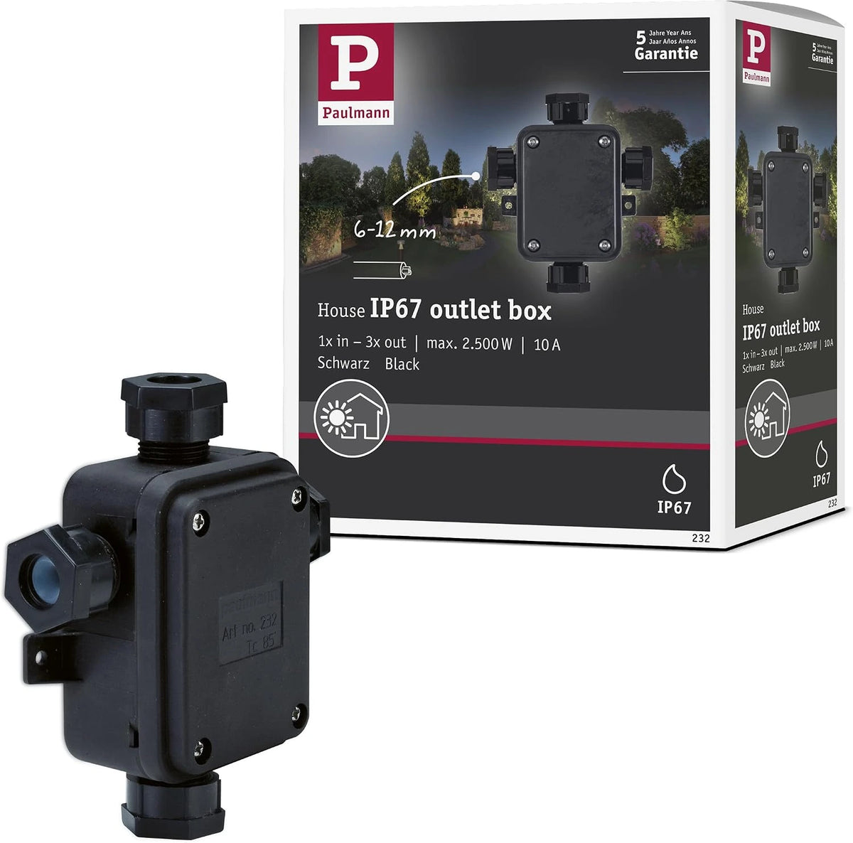 Paulmann 232 Anschlussbox Kunststoff schwarz 125 x 106 x 43 mm