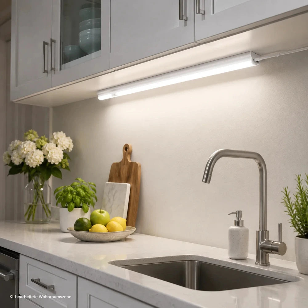 Vesio LED-Lichtleiste 60 cm unter einem Küchenhängeschrank zur Beleuchtung der Arbeitsfläche