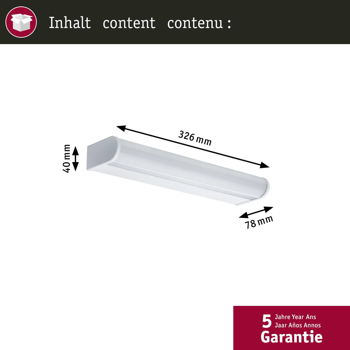 Spiegellamp LED 32 cm warmwit 3000K IP44 9W Arneb Paulmann 708.78