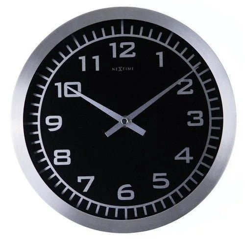 Wanduhr Schwarz Aluminium Bahnhofsuhr Ø˜25cm Blacky NeXtime